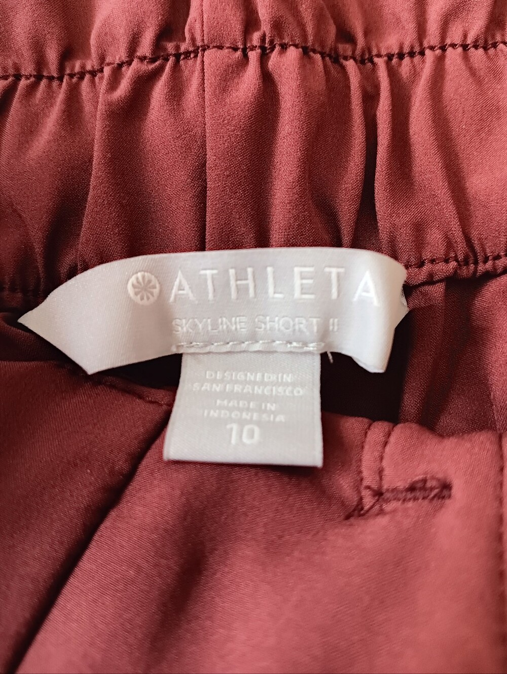 Athleta Skyline Short II Ruffled Belted Relaxed Fit 12" Rise Size 10 Rust Brown - Picture 2 of 15